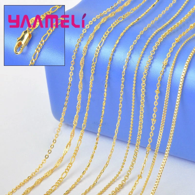 

10PCS Sample 18" Mix 10 Kinds Solid Yellow Gold Filled Venice Figaro Rolo Curb Necklace Chains - Stamped 1.2-2MM