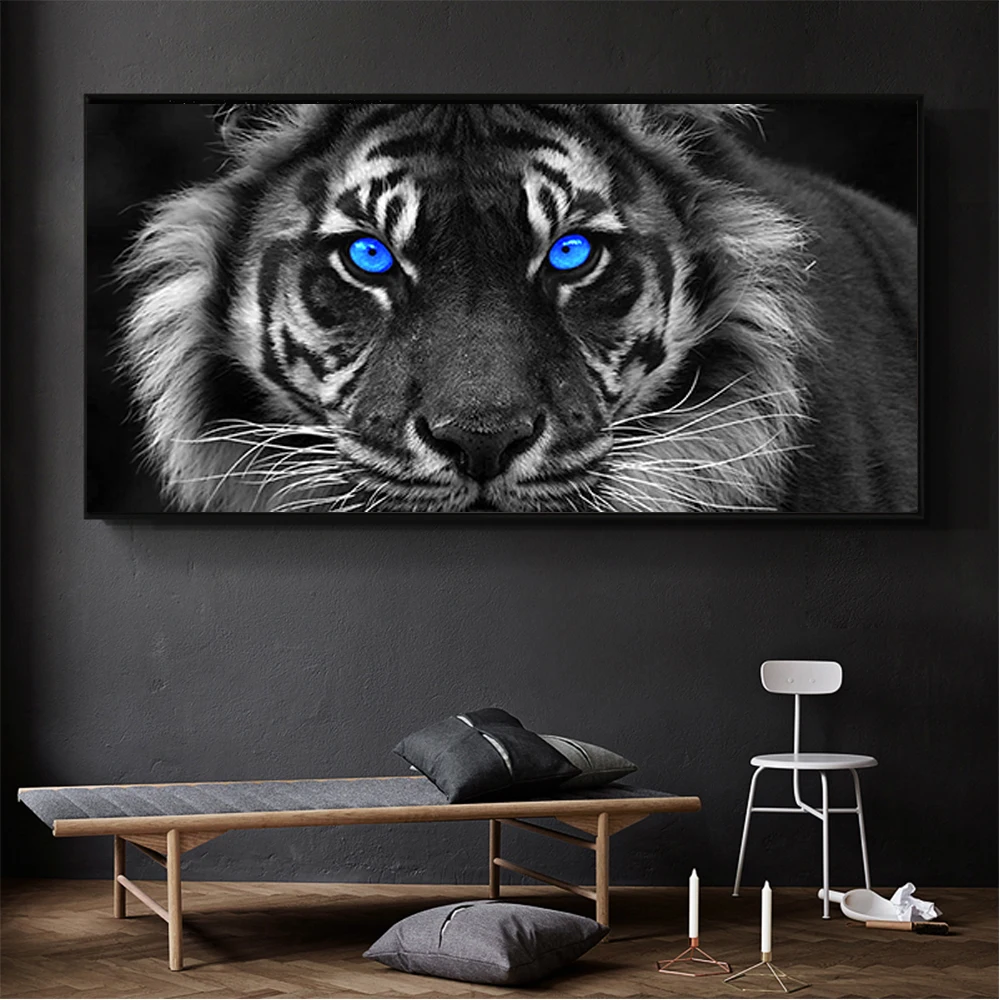 Wall Art Black White Picture Animal Poster and Printings Tiger With Blue Eyes Canvas Painting Artwork for Living Room Home Decor
Wall Art Black White Picture Animal Poster and Printings Tiger With Blue Eyes Canvas Painting Artwork for Living Room Home Decor