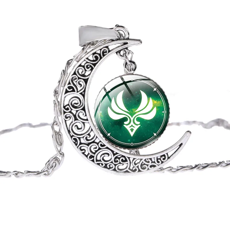 Ожерелье с имитацией глаза Бога аниме геншина серебряный цвет луна воротник