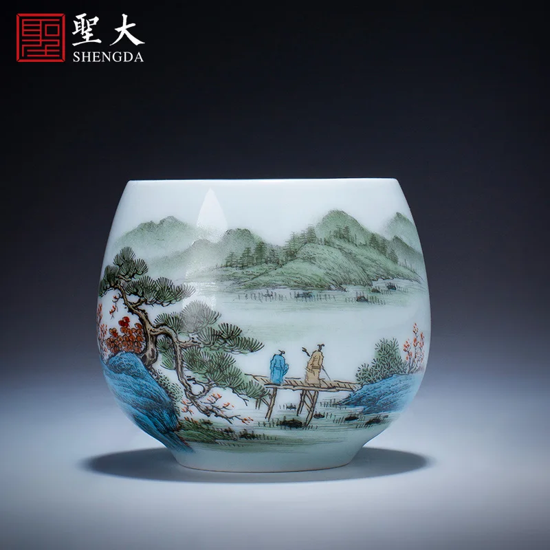 

Керамический чайный сервиз Jingdezhen, чашки для чайной церемонии кунг-фу ручная роспись, новый цвет "смотрю на осень", чашка мастера, чайная чашк...