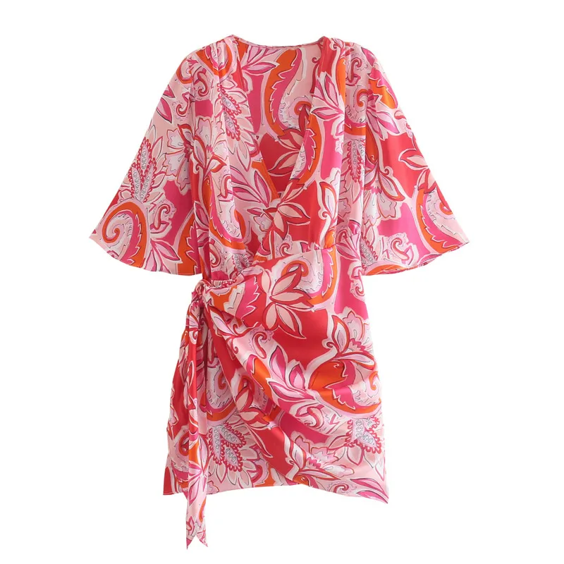 Za Summer Print Dress 2021 Women Mid Sleeve Side Pleats Irregular Red Beach Dresses Fashion Wrap Ruching Vintage Robe Female 
Za Summer Print Dress 2021 Women Mid Sleeve Side Pleats Irregular Red Beach Dresses Fashion Wrap Ruching Vintage Robe Female