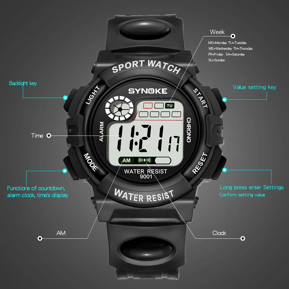 Student sports multifunctional waterproof colorful luminous electronic watch 30M waterproof watch LED digital double action T3
Student sports multifunctional waterproof colorful luminous electronic watch 30M waterproof watch LED digital double action T3