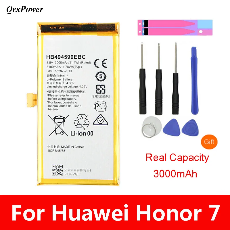 QrxPower запасная батарея 3000 мАч HB494590EBC для Huawei Honor 7 Glory PLK TL01H ATH AL00|Аккумуляторы