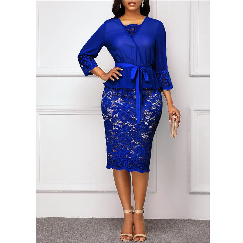 Summer Autumn Dress Women 2021 Casual Plus Size Slim Patchwork Lace Office Pencil Dresses Elegant Sexy O Neck Long Party Dress
Summer Autumn Dress Women 2021 Casual Plus Size Slim Patchwork Lace Office Pencil Dresses Elegant Sexy O Neck Long Party Dress