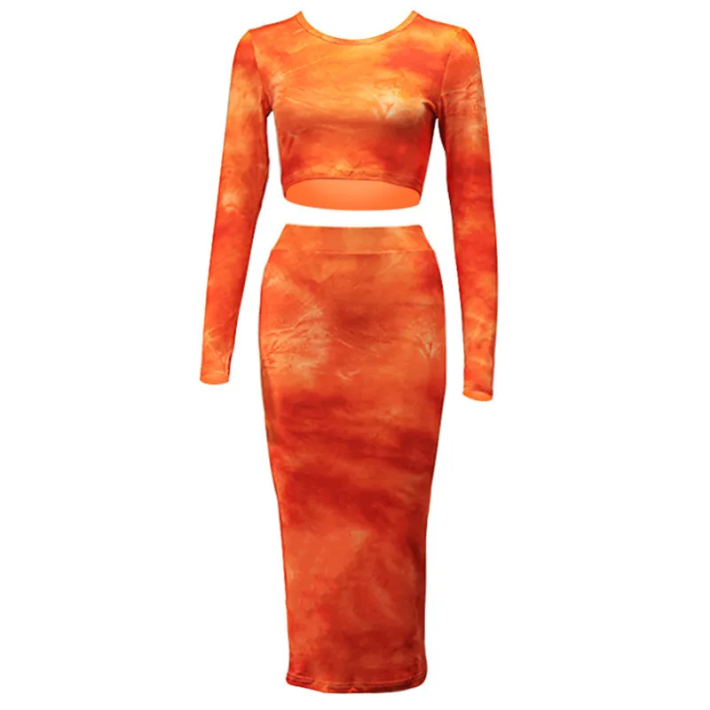 2021 New Full Sleeve Printing Knee Length O Neck Women Skirt Set Elastic Waist Tie Dye Fashion Navel Two Piece Set
2021 New Full Sleeve Printing Knee Length O Neck Women Skirt Set Elastic Waist Tie Dye Fashion Navel Two Piece Set