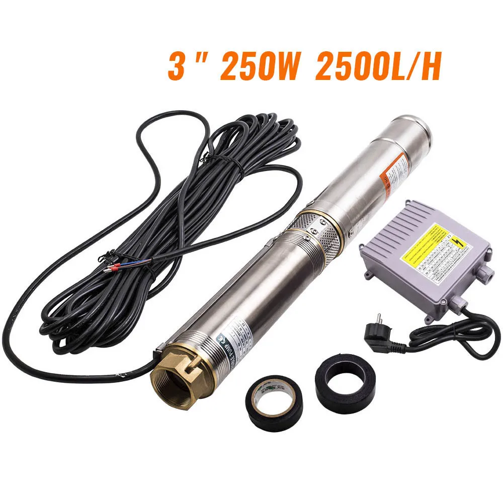 3” 2500L/H 250W Deep Well Submersible Bore Water Pump +10m Cable Stainless Steel
3” 2500L/H 250W Deep Well Submersible Bore Water Pump +10m Cable Stainless Steel