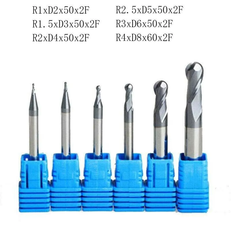 6pcs Tungsten Carbide 2 Flutes Ball Nose End Mill Engrave CNC Cutter 2/3/4/5/6/8mm Blade Carbide End Mill Tungsten Carbide Drill
6pcs Tungsten Carbide 2 Flutes Ball Nose End Mill Engrave CNC Cutter 2/3/4/5/6/8mm Blade Carbide End Mill Tungsten Carbide Drill