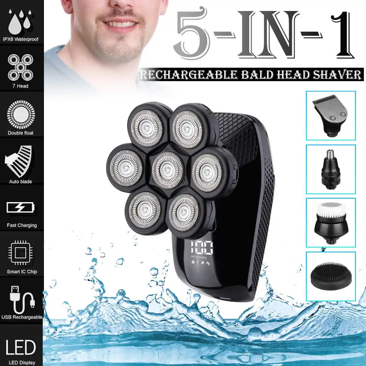 7 Blades Digital Display Rechargeable Electric Shaver Men Hair Beard Trimmer Electric Razor Wet Dry Men Face Shaving Machine
7 Blades Digital Display Rechargeable Electric Shaver Men Hair Beard Trimmer Electric Razor Wet Dry Men Face Shaving Machine