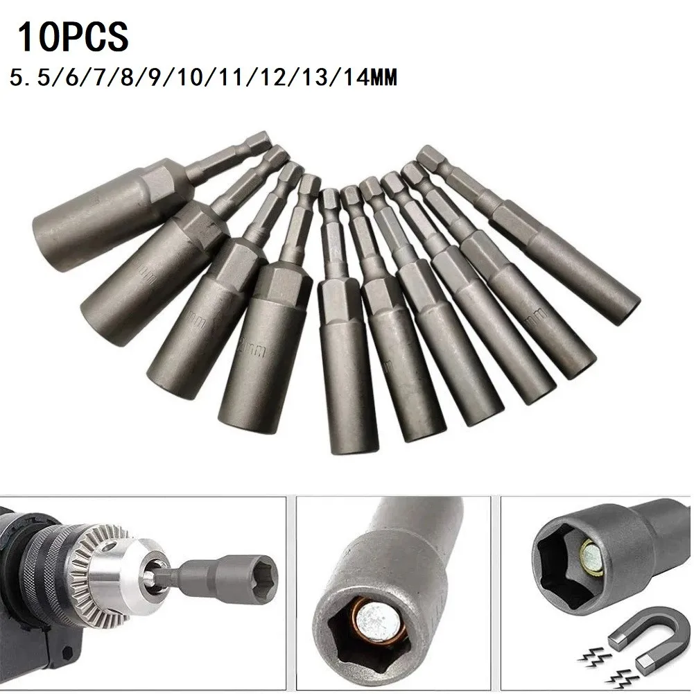 10PCS 5.5-14mm 1/4" Hex Shank Drive Magnetic Screwdriver Socket Impact Nut Bolt Drill Bit Set Hand Repair Tool Driver Nutdriver
10PCS 5.5-14mm 1/4" Hex Shank Drive Magnetic Screwdriver Socket Impact Nut Bolt Drill Bit Set Hand Repair Tool Driver Nutdriver