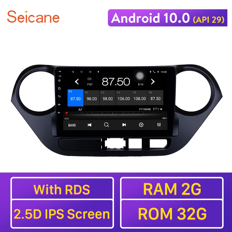 Автомагнитола Seicane 9 дюймов Android 10 0 API29 GPS навигация для 2013 2016 HYUNDAI I10 левый руль с