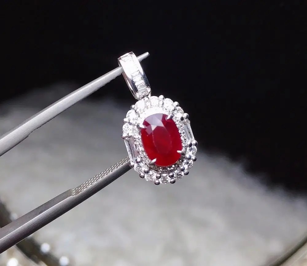 P326 Ruby Pendant 18K Gold Jewel 100% Natural Pigeon Blood Red 1.05ct Gemstones Pendants for Women Necklace | Украшения и