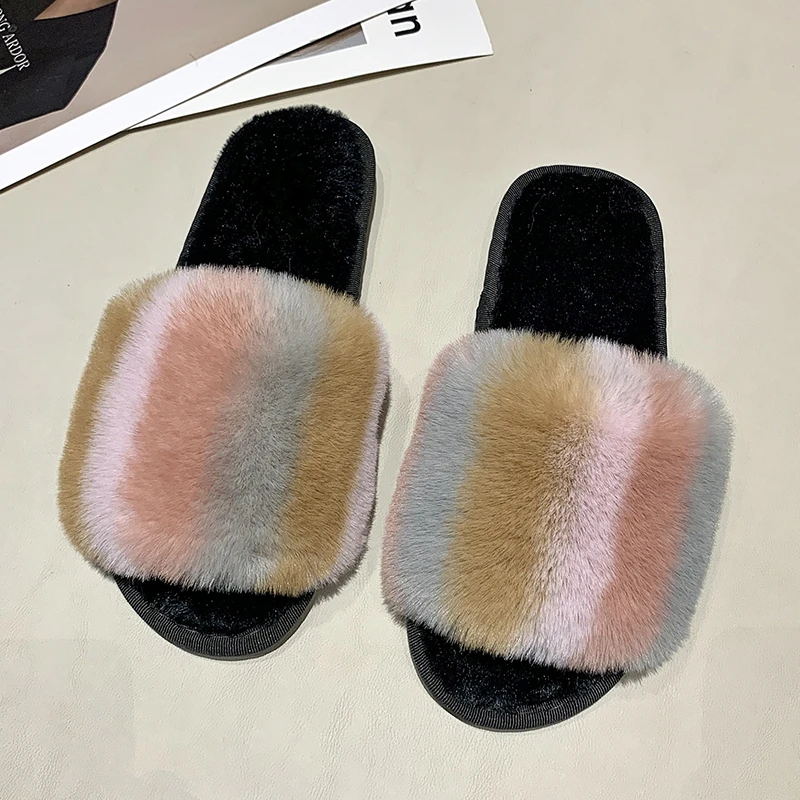 2021 New Luxury Fluffy Fur Slippers Ladies Indoor Warm Furry Fur Flip Flops Women Amazing Rainbow Colors Plush Fur Slides
2021 New Luxury Fluffy Fur Slippers Ladies Indoor Warm Furry Fur Flip Flops Women Amazing Rainbow Colors Plush Fur Slides