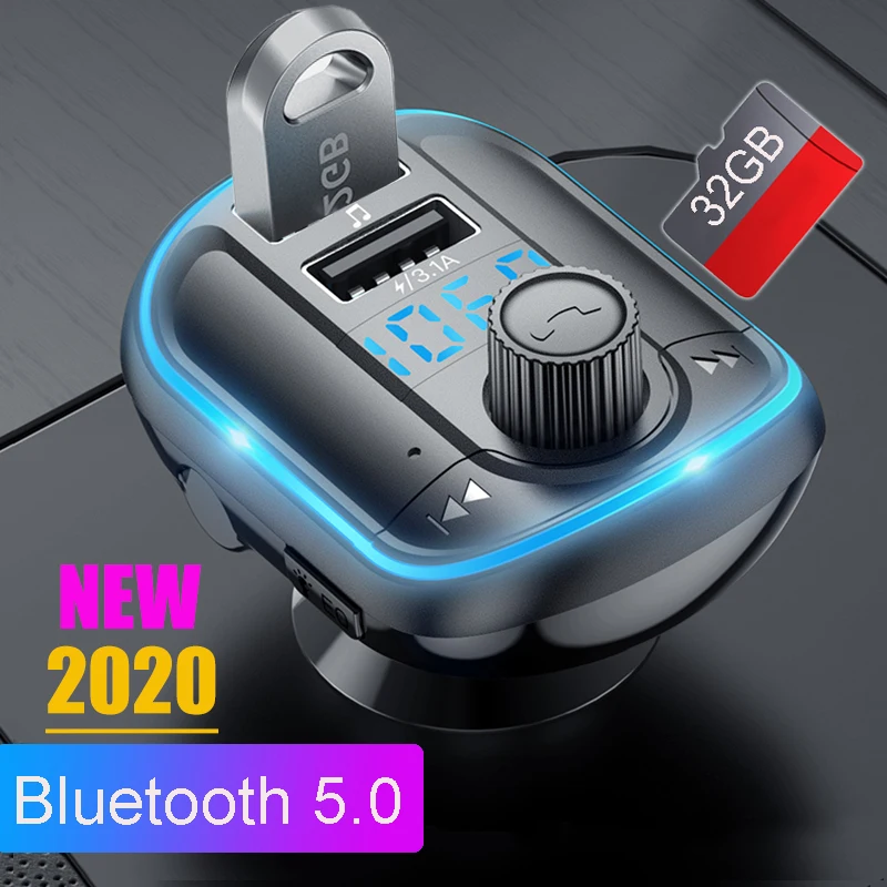 Автомобильный FM трансмиттер JINSERTA 2020 Bluetooth 5 0 быстрое зарядное устройство 3 1