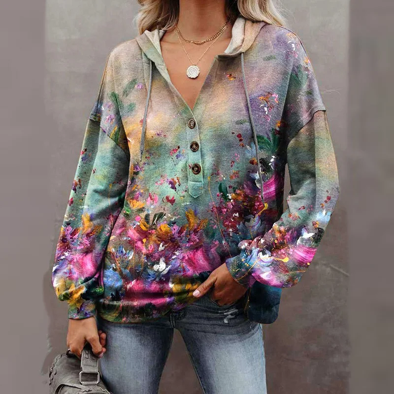 Fashion Drawstring Button Loose Pullover Tops 2022 Women Spring Long Sleeve Sweatshirts Retro Pattern Autumn Hooded Sweatshirts
Fashion Drawstring Button Loose Pullover Tops 2022 Women Spring Long Sleeve Sweatshirts Retro Pattern Autumn Hooded Sweatshirts