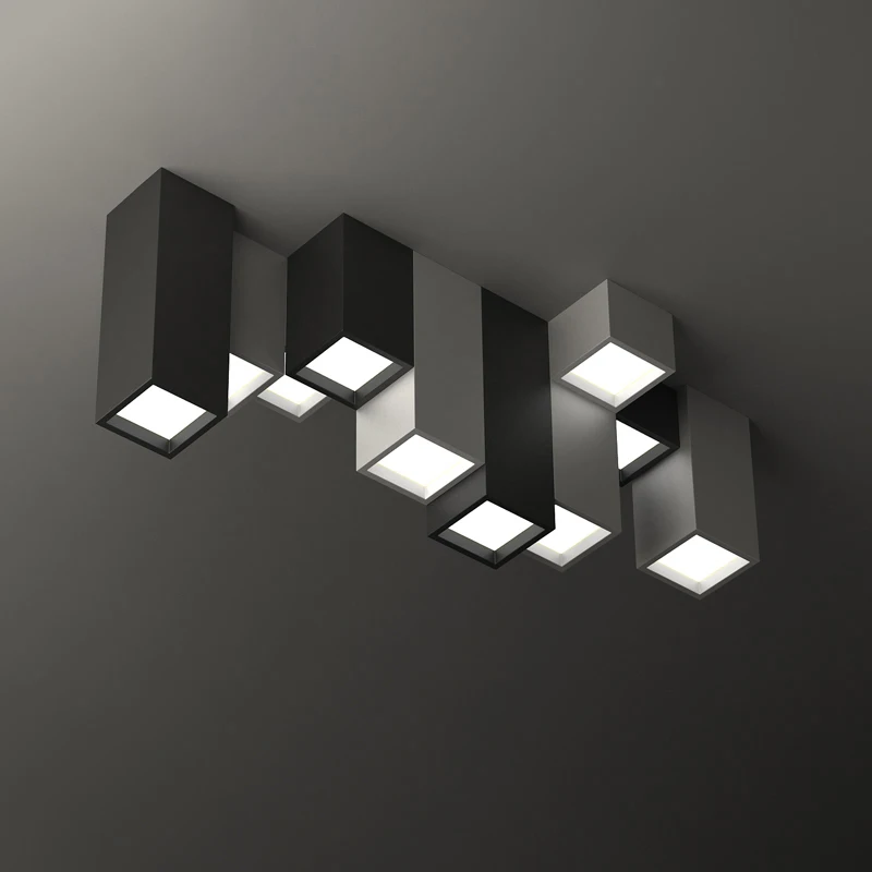 

Черный/белый квадратный художественный потолочный светильник, светодиодный Современный Креативный светильник для спальни, кабинета, Скандинавская комбинация, светильник для гостиной, домашний декор, потолок