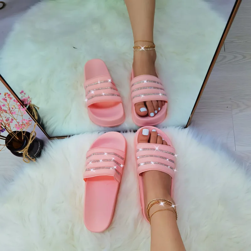 Ladies Rhinestone Shiny Slippers Summer Newest Ladies Sandals Popular Slippers Rainbow Outer Wear Platform Sandals Women's Shoes
Ladies Rhinestone Shiny Slippers Summer Newest Ladies Sandals Popular Slippers Rainbow Outer Wear Platform Sandals Women's Shoes