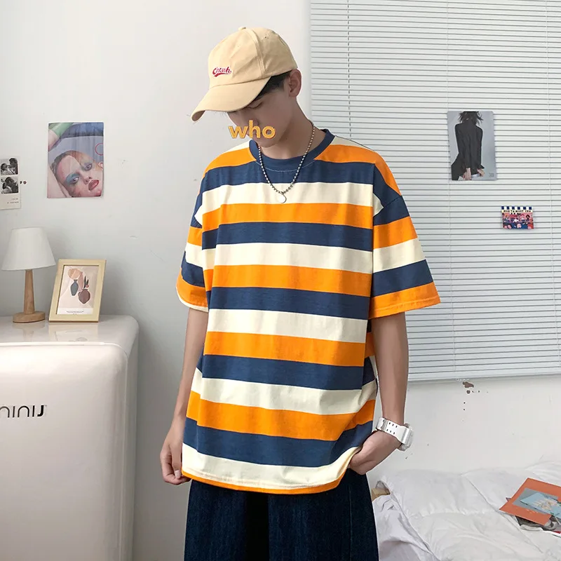 Yellow Blue White 2022 Fashion Striped Summer Men T Shirt Short Sleeve O Neck Clothing Korean Style Harajuku Trend Top Vintage
Yellow Blue White 2022 Fashion Striped Summer Men T Shirt Short Sleeve O Neck Clothing Korean Style Harajuku Trend Top Vintage