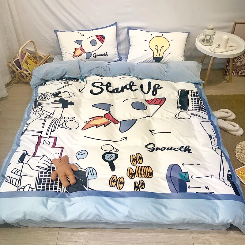 Cartoon style double-sided velvet bed four piece crystal velvet quilt cover sheet milk velvet coral velvet for home bedding set
Cartoon style double-sided velvet bed four piece crystal velvet quilt cover sheet milk velvet coral velvet for home bedding set