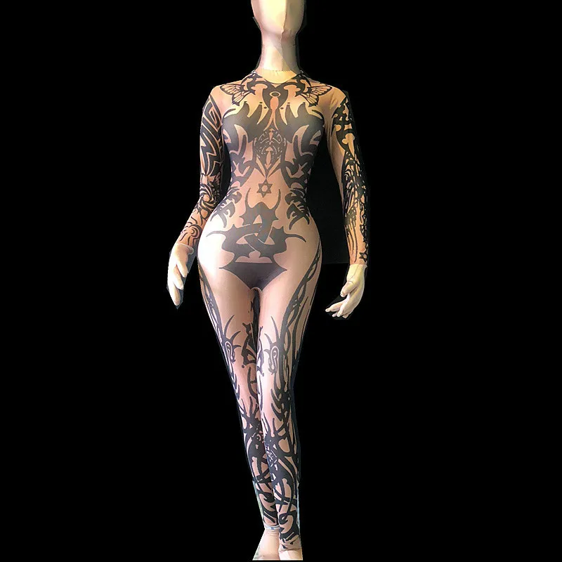 Комбинезон женский с длинным рукавом, черный ромпер с принтом для ночного клуба, бара, певицы, шоу, танцевальная одежда, наряд для выпускного... 
Комбинезон женский с длинным рукавом, черный ромпер с принтом для ночного клуба, бара, певицы, шоу, танцевальная одежда, наряд для выпускного...