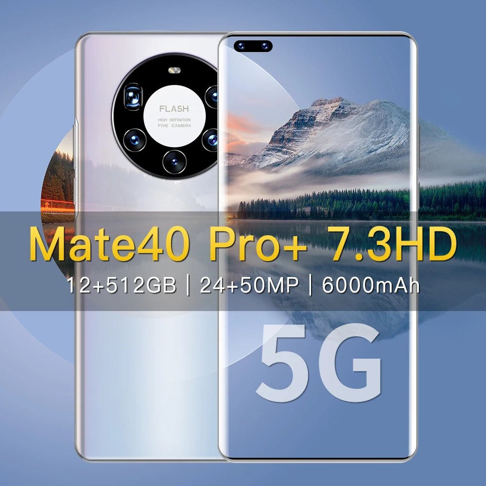 New Mate40 Pro 7.3 Inch Global Version Smartphone 12GB 512GB 24MP 50MP 8 Core 6000mAh Snapdragon 888 Face Unlocked Cell Phones
New Mate40 Pro 7.3 Inch Global Version Smartphone 12GB 512GB 24MP 50MP 8 Core 6000mAh Snapdragon 888 Face Unlocked Cell Phones