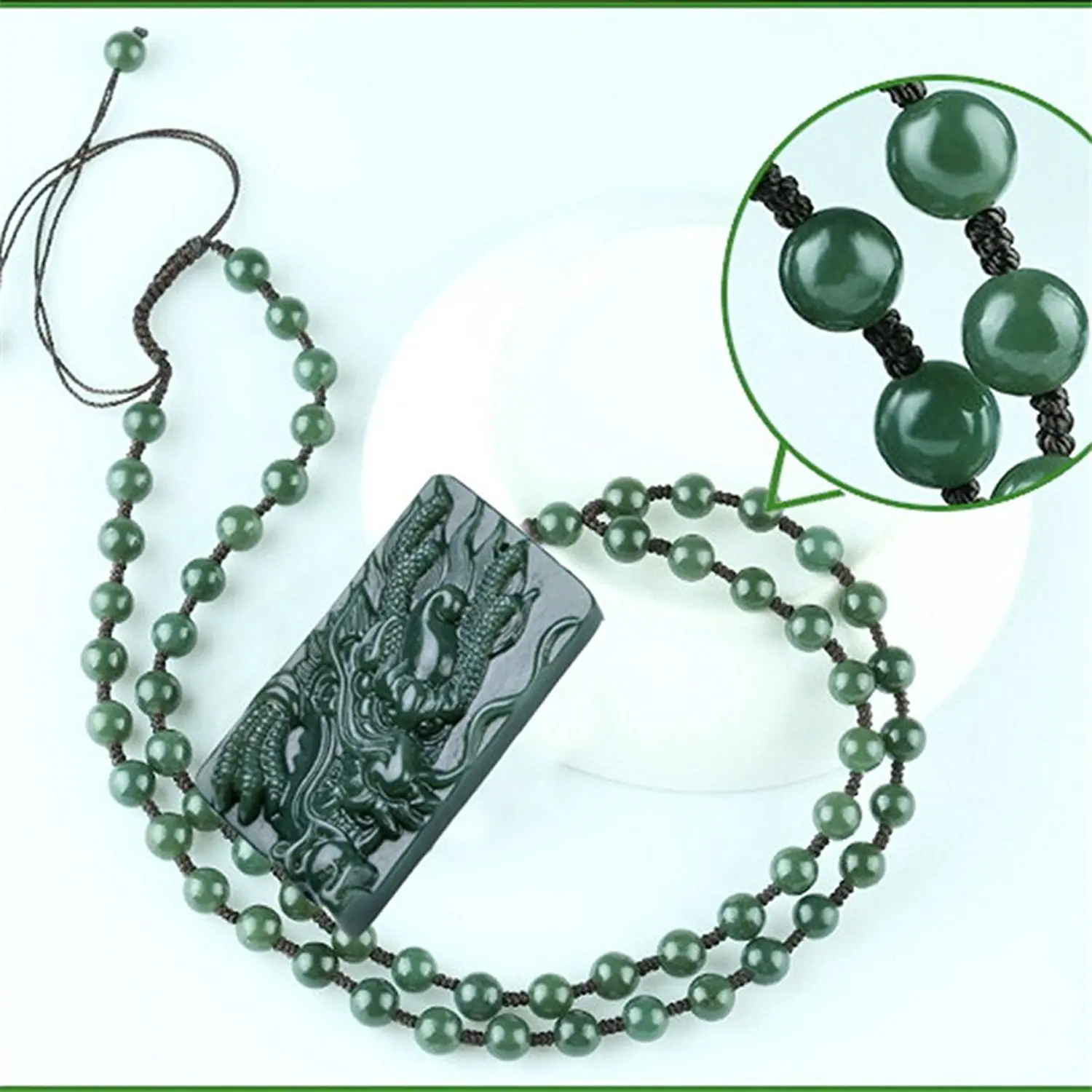 LETSFUN Fine Jewelry 100% Pure Natural Green Jade Hand Sculpture Domineering Dragon Pendant Necklace Free Shipping
LETSFUN Fine Jewelry 100% Pure Natural Green Jade Hand Sculpture Domineering Dragon Pendant Necklace Free Shipping