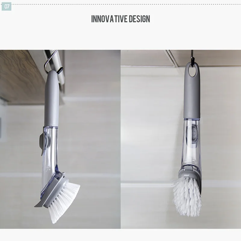 Kitchen Cleaning Brush Scrubber Dish Bowl Washing Sponge Automatic Liquid Dispenser Removable Long Handle Brush Pot Cleaner Tool 
Kitchen Cleaning Brush Scrubber Dish Bowl Washing Sponge Automatic Liquid Dispenser Removable Long Handle Brush Pot Cleaner Tool