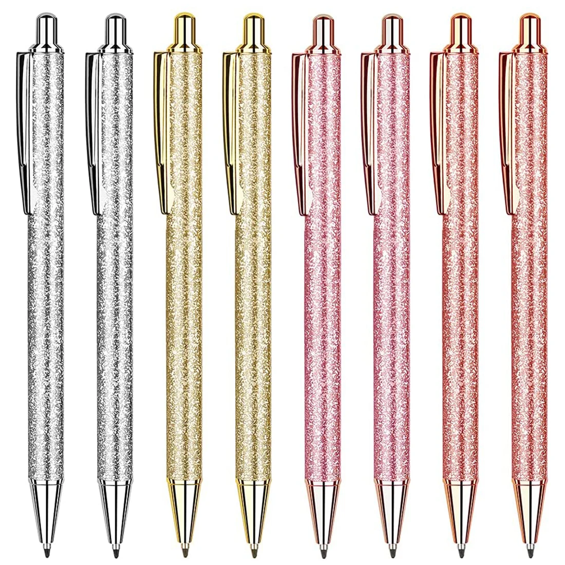 8 Pcs Glitter Ballpoint Pens 1mm Cute Pretty Rose Gold Metal Retractable Journaling Pens for Women Girls Gifts Office Supplies
8 Pcs Glitter Ballpoint Pens 1mm Cute Pretty Rose Gold Metal Retractable Journaling Pens for Women Girls Gifts Office Supplies