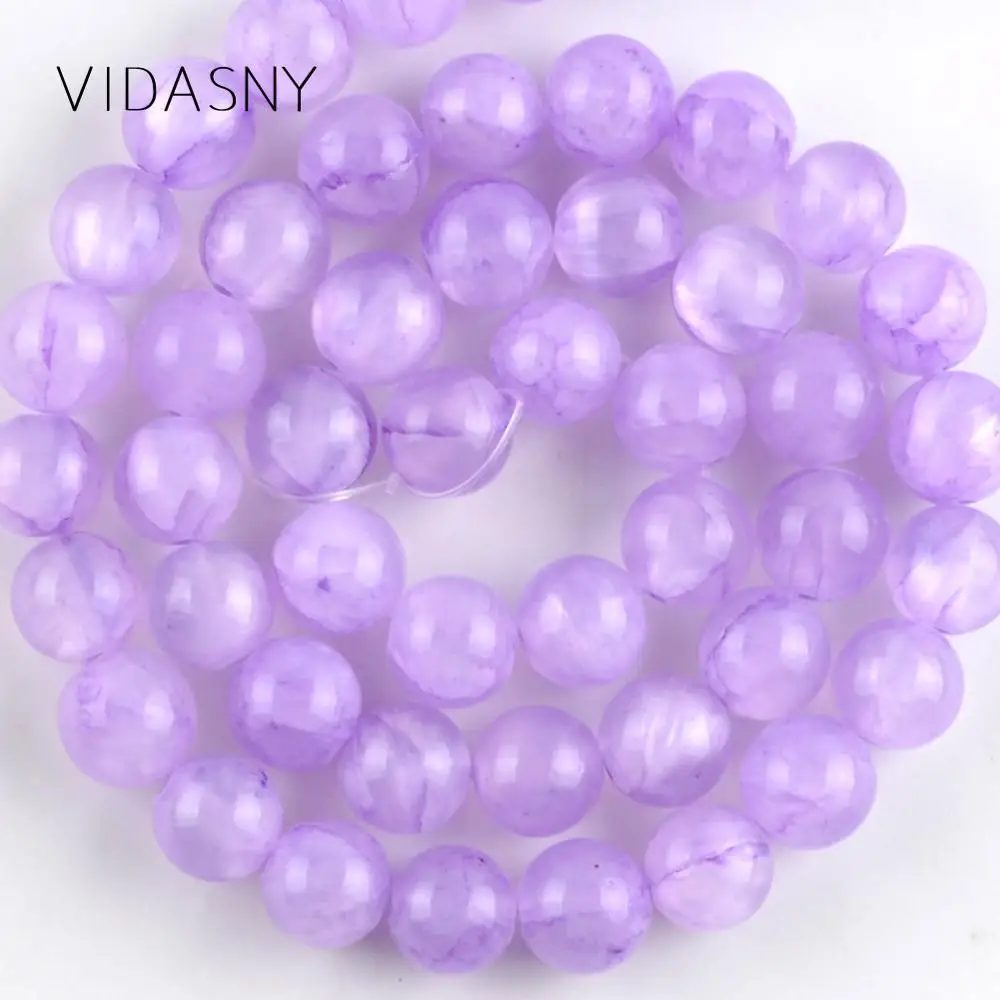 

Natural Gem Stone Purple Jades Chalcedony Beads For Jewelry Making 4 6 8 10mm Round Spacer Loose Beads Diy Necklace Bracelet 15"