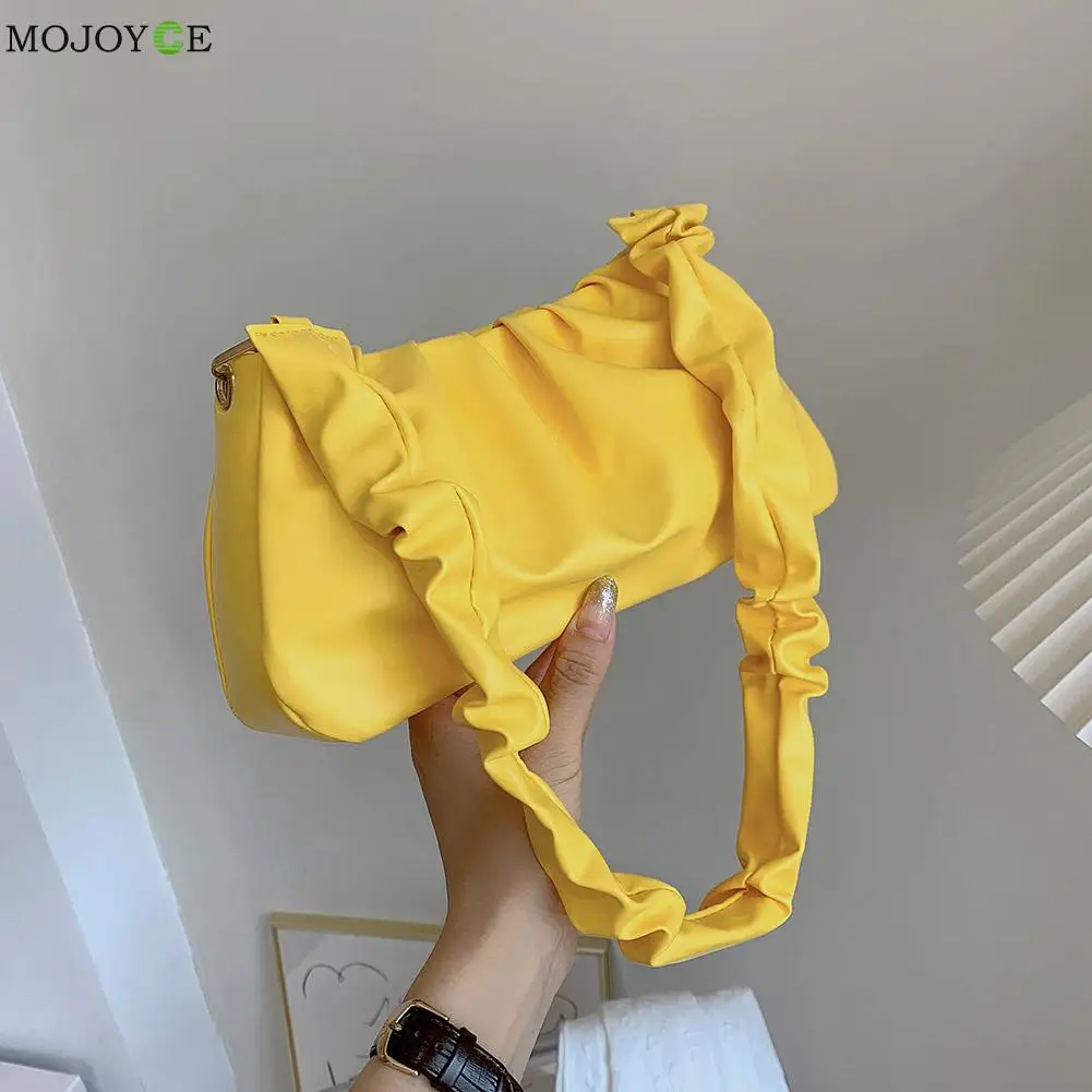 Retro Women Pleated Shoulder Bag Casual Ladies PU Small Pure Color Underarm Bags Soft Leather Women Designer Handbag 
Retro Women Pleated Shoulder Bag Casual Ladies PU Small Pure Color Underarm Bags Soft Leather Women Designer Handbag
