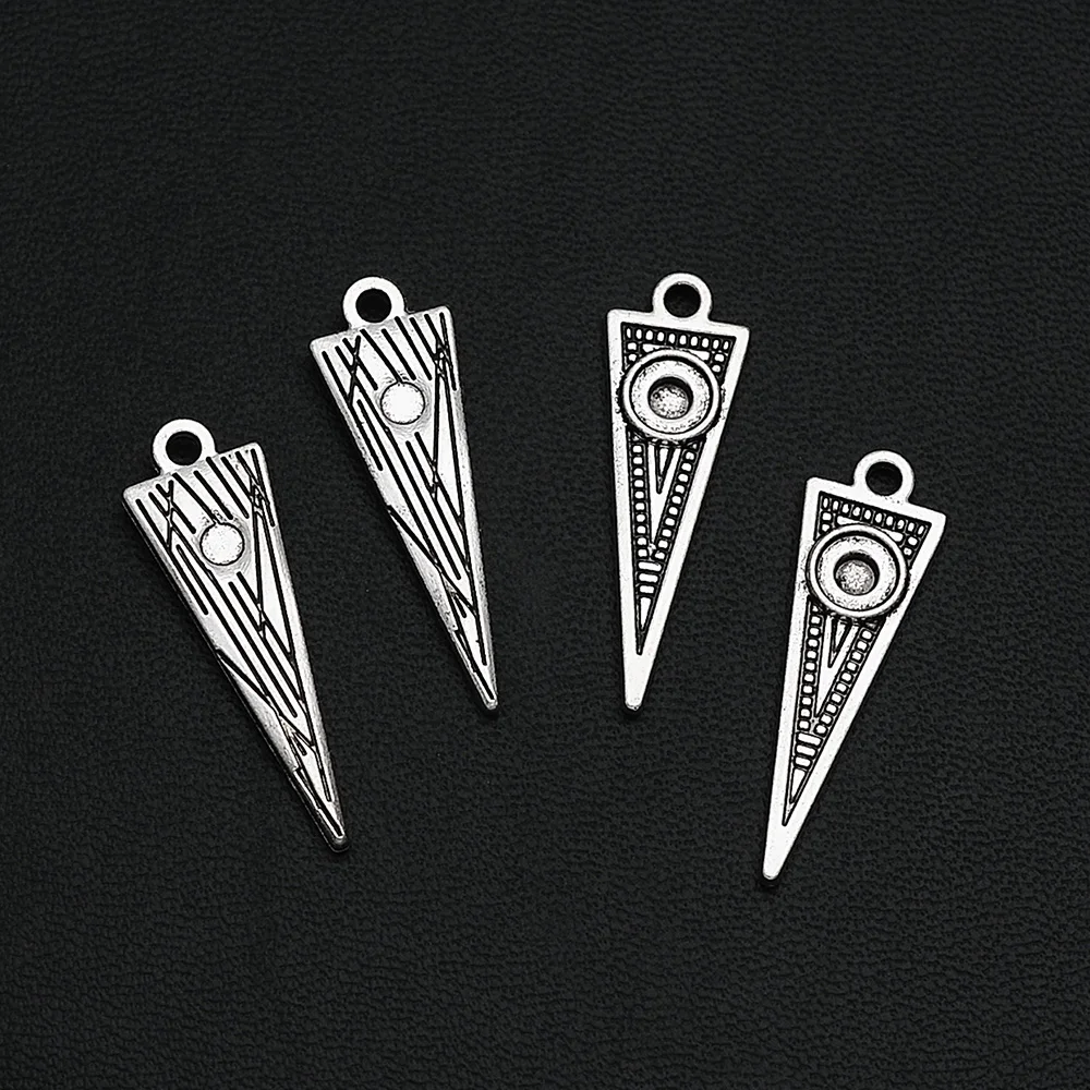 

15pcs/Lots 29x9mm Antique Silver Plated Geometric Tribe Charms Africa Native Indian Pendants For Diy Fashion Jewellery Finding