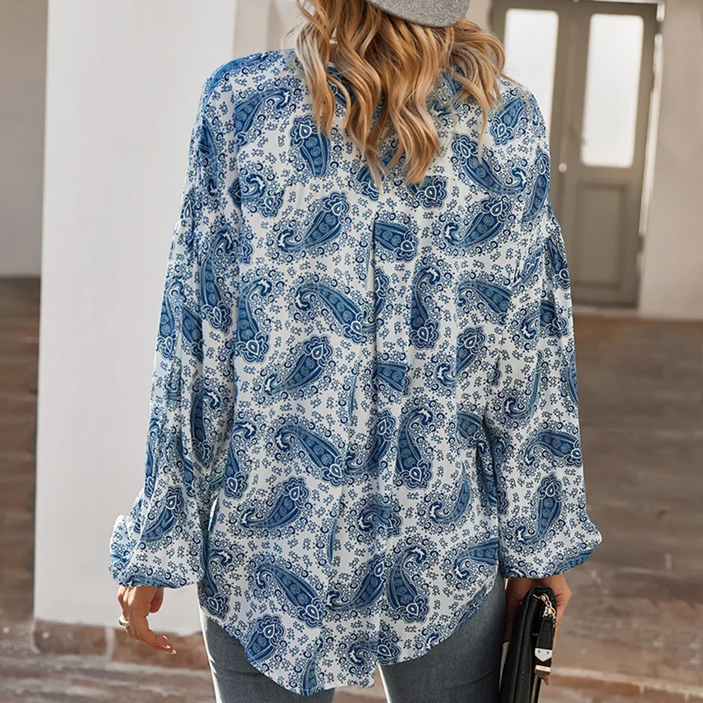 Blouse 2021 New Style Spring And Summer Long-sleeved Retro Printed Thin Blouse Women Mid-Length Lantern Sleeve Clothes 
Blouse 2021 New Style Spring And Summer Long-sleeved Retro Printed Thin Blouse Women Mid-Length Lantern Sleeve Clothes