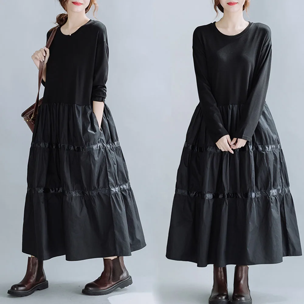 2021 New Women's Thin Foreign Style Loose Medium Length Round Neck Stitched A-line Dress
2021 New Women's Thin Foreign Style Loose Medium Length Round Neck Stitched A-line Dress