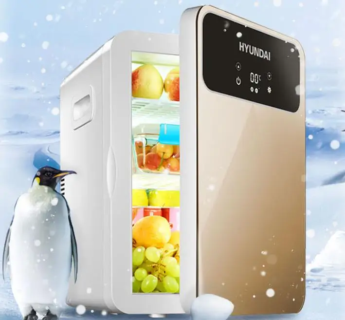 

Портативный холодильник для автомобиля HYUNDAI 20 л, мини-холодильник, телефон, серебристый портативный холодильник со светодиодным дисплеем