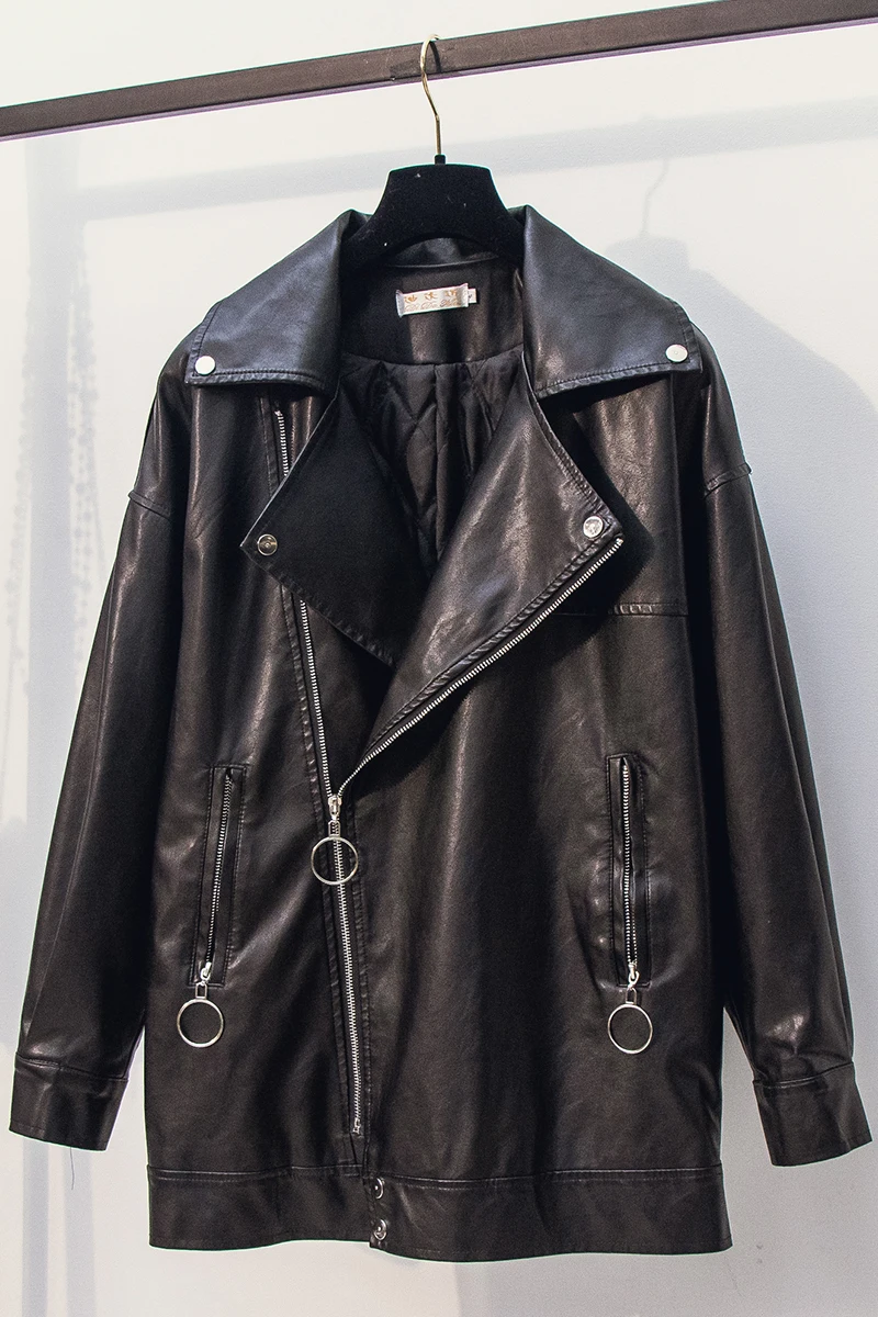 2020 New Autumn Winter Solid Color Lapel Zipper PU Leather jackets Women Korea Mid-length Loose Coat Female Tide C463
2020 New Autumn Winter Solid Color Lapel Zipper PU Leather jackets Women Korea Mid-length Loose Coat Female Tide C463