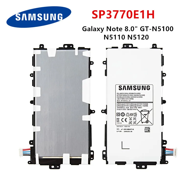 Оригинальный планшет SAMSUNG SP3770E1H аккумулятор 4600 мАч для Samsung Galaxy Note 8 0 дюйма GT-N5100 N5110