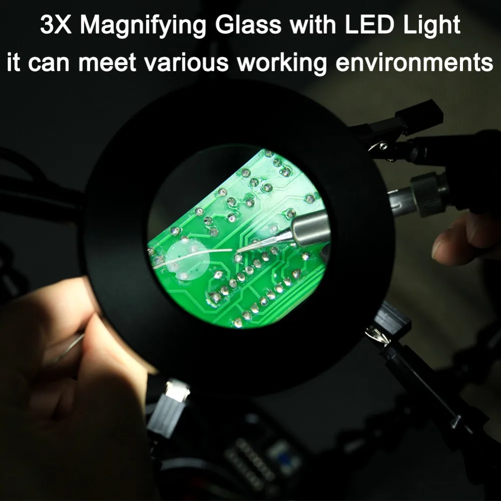 NEWACALOX USB LED 3X Glasses Magnifier Lamp DIY Soldering Third Hand 4pc Flexible Arms Welding Helping Stand Repair Holder Tool
NEWACALOX USB LED 3X Glasses Magnifier Lamp DIY Soldering Third Hand 4pc Flexible Arms Welding Helping Stand Repair Holder Tool