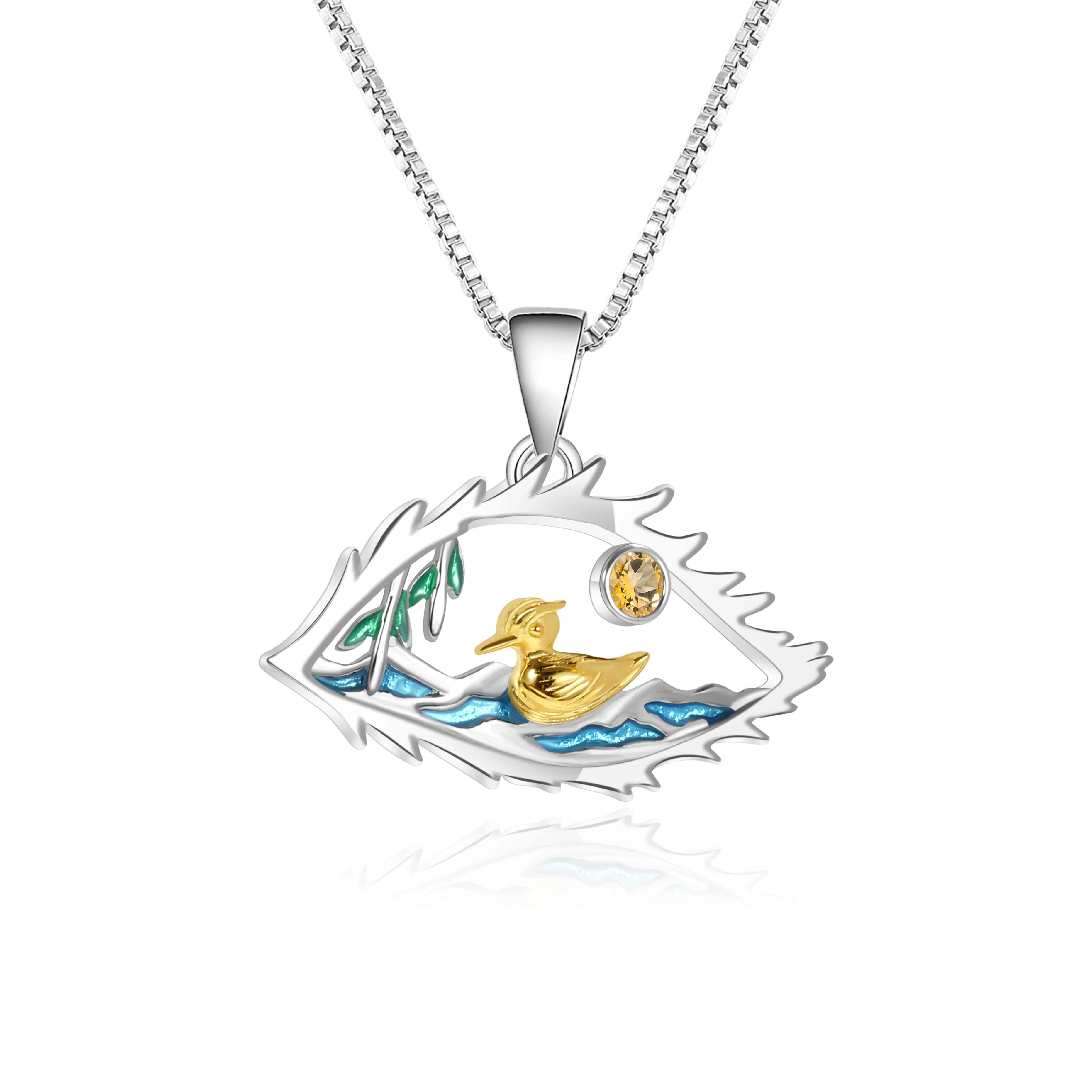 GEM'S BALLET 925 Silver Enamel Golden Duck Handmade Necklace Jewelry Natural Citrine Gemstone Pendant for Women Love in Her Eyes
GEM'S BALLET 925 Silver Enamel Golden Duck Handmade Necklace Jewelry Natural Citrine Gemstone Pendant for Women Love in Her Eyes