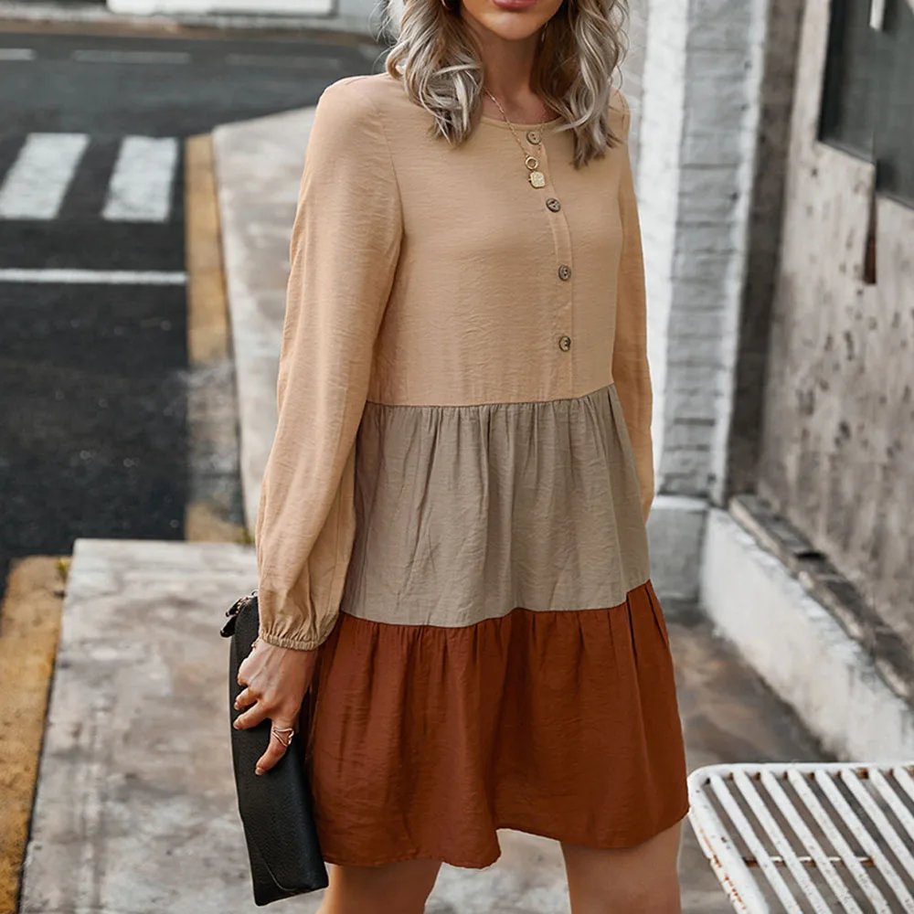 Dress Pure Color Stitching Dress 2021 Spring And Summer New Arrival Women's AliExpress Long Sleeve Skirt A-Line Pullover
Dress Pure Color Stitching Dress 2021 Spring And Summer New Arrival Women's AliExpress Long Sleeve Skirt A-Line Pullover