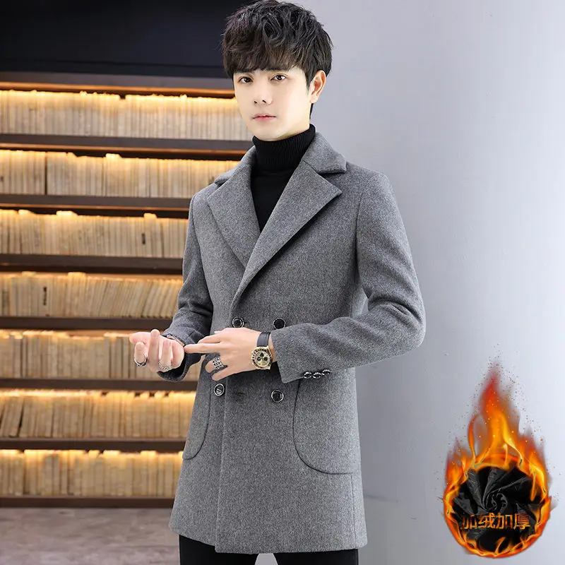 Woolen Coat Men 's Autumn and Winter Korean Style Youth Mid-Length Lapel Long Sleeve Double-Breasted Woolen Coat
Woolen Coat Men 's Autumn and Winter Korean Style Youth Mid-Length Lapel Long Sleeve Double-Breasted Woolen Coat