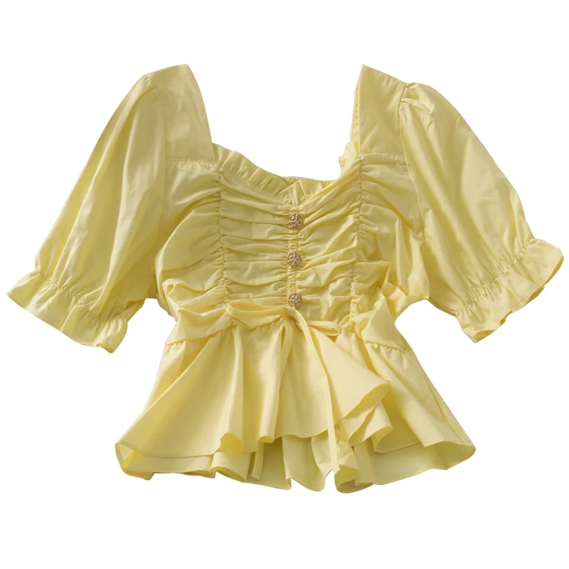 Women Fashion Outdoor Casual Short Sleeves Solid Pleated Blouse Ladies OL Sweet Top Girls Student Elegant Daily Basic Shirts
Women Fashion Outdoor Casual Short Sleeves Solid Pleated Blouse Ladies OL Sweet Top Girls Student Elegant Daily Basic Shirts