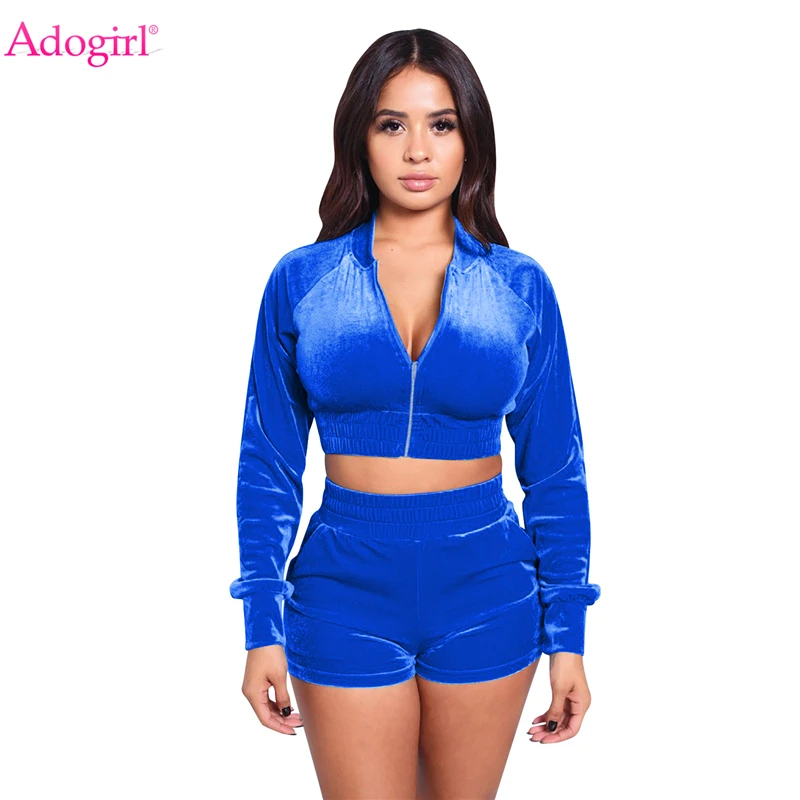 Adogirl 2020 New Velvet Tracksuit Women 2 Piece Sets Zipper Long Sleeve Short Jacket Crop Top Elastic Waist Shorts Jogging Suits
Adogirl 2020 New Velvet Tracksuit Women 2 Piece Sets Zipper Long Sleeve Short Jacket Crop Top Elastic Waist Shorts Jogging Suits