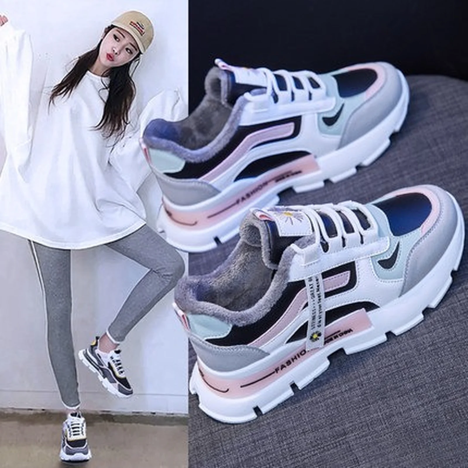 New Korean version plus velvet old women's shoes warm sports shoes women running 
New Korean version plus velvet old women's shoes warm sports shoes women running