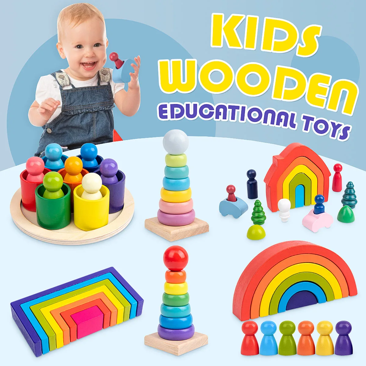 NEW Kids Montessori Educational Wooden Toys Rainbow Wooden Toys Semicircle Building Blocks Rectangular Board house Birthday Gift
NEW Kids Montessori Educational Wooden Toys Rainbow Wooden Toys Semicircle Building Blocks Rectangular Board house Birthday Gift