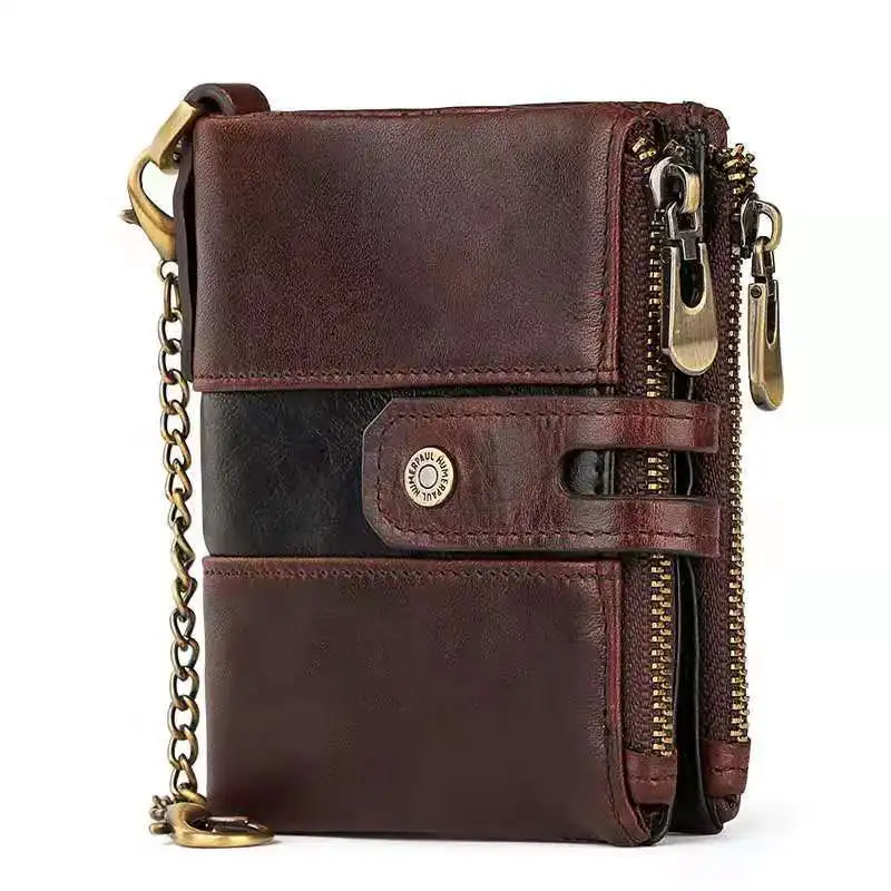 Men's leather wallet retro simple double zipper coin purse RFID antimagnetic wallet
Men's leather wallet retro simple double zipper coin purse RFID antimagnetic wallet