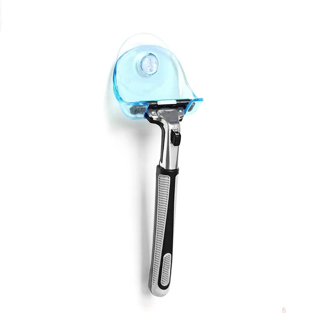 Wall-mounted Shaver Shelf Razor Holder Suction Cup Clear Blue Plastic Super Rack Bathroom Storage New | Дом и сад