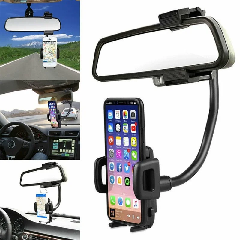 360 Degree Rotation Car Rearview Mirror Mobile Phone Mount Holder Stand for Devices between 35-83mm
360 Degree Rotation Car Rearview Mirror Mobile Phone Mount Holder Stand for Devices between 35-83mm
