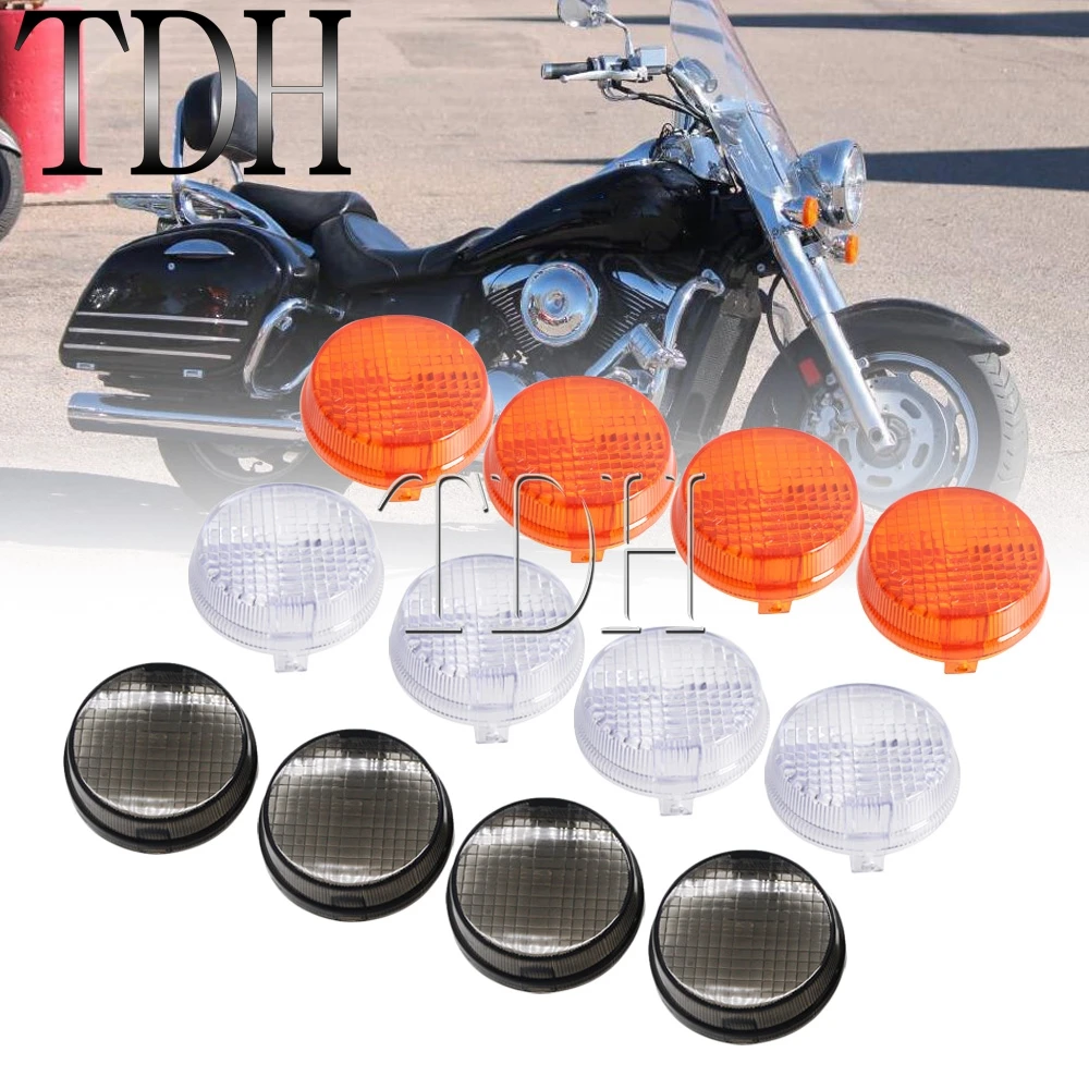 

2 Pairs Turn Signal Light Lens Motorcycle Front/Rear Indicator Lens Cover For Honda Custom Kawasaki Vulcan 1600 Classic Nomad