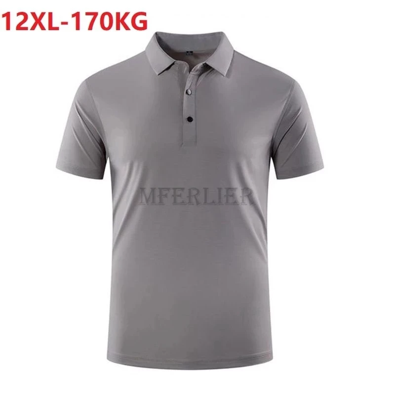

Рубашка-поло мужская с отложным воротником, офисная блуза с короткими рукавами, свободного покроя, размеры 9XL 10XL 11XL 12XL, лето