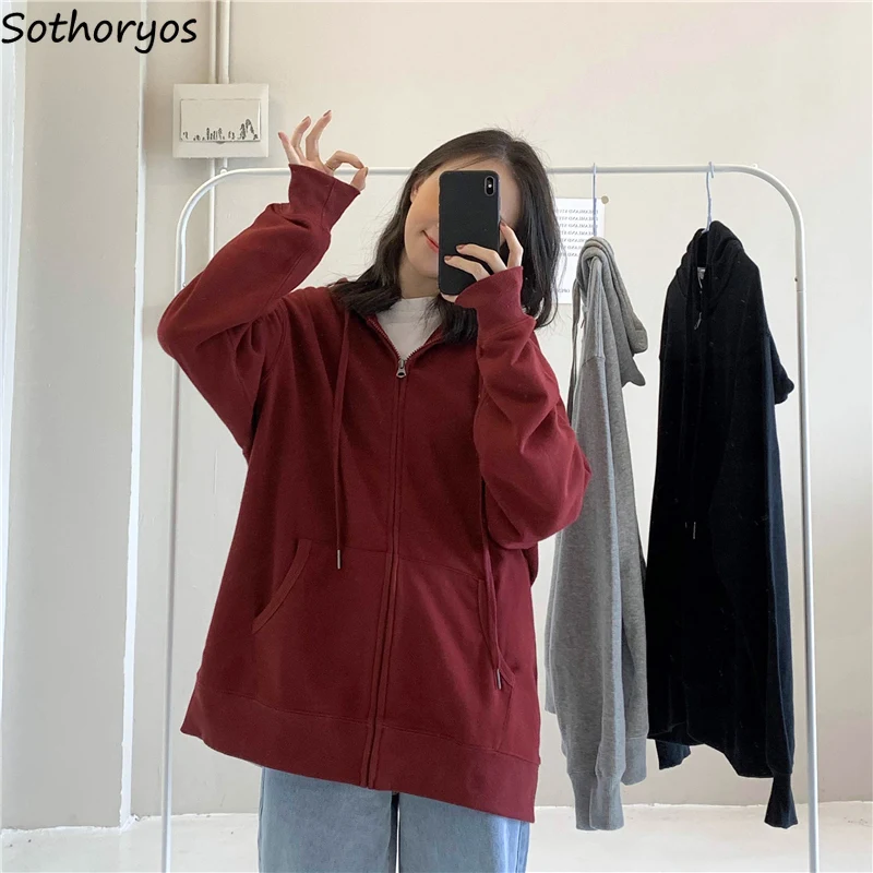With Hat Hoodies Women Solid Zip-up Pockets Spring-autumn Thin Loose Females Sweatshirts Hooded All Match Students Ulzzang Daily
With Hat Hoodies Women Solid Zip-up Pockets Spring-autumn Thin Loose Females Sweatshirts Hooded All Match Students Ulzzang Daily