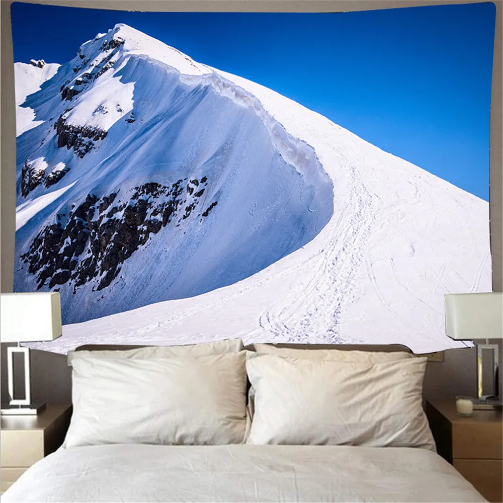 

Snow Mountain Natural Scenery Tapestry Wall Hanging River Hippie Mattress Bohemian Bedroom Living Room Home Decor